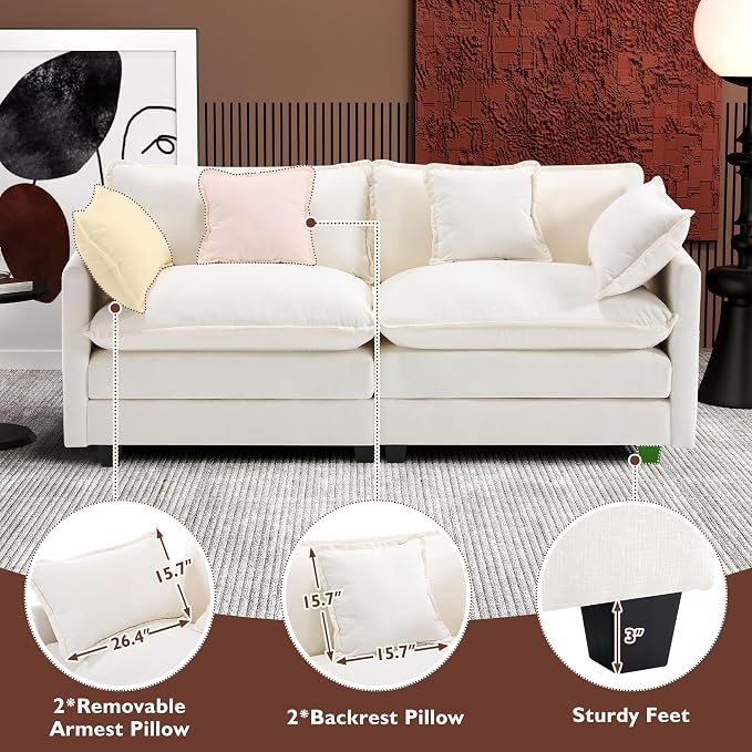 Ihanherry Cloud Sofa 77 Inch Loveseat, Modern Sectional Couch, 2-Seats Sofa - Image 6