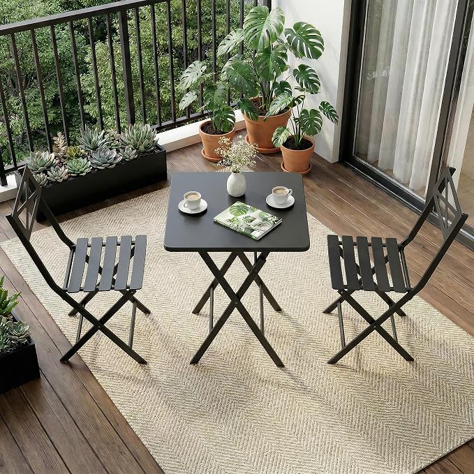 GarveeLife 3 Piece Outdoor Bistro Set, All Metal Patio Table and Chairs Set - Image 6