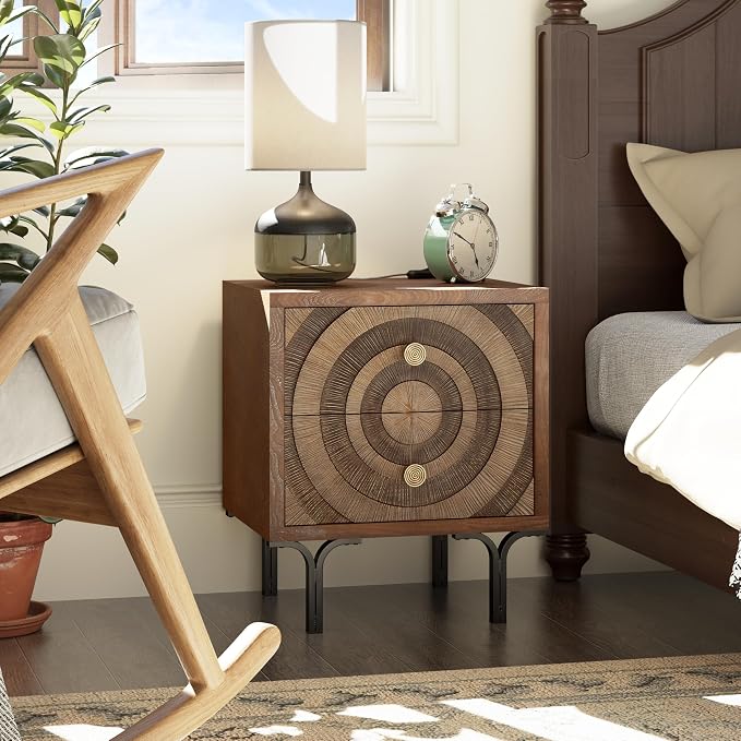 Aoikax Farmhouse 2-Drawer Nightstand, Accent Wooden Nightstand - Image 7