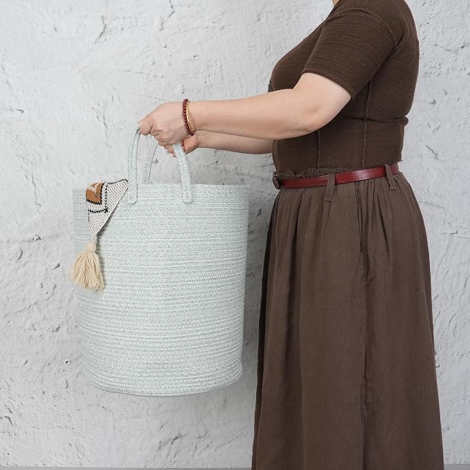 XUANGUO Cotton Rope Laundry Basket Hamper - Image 3