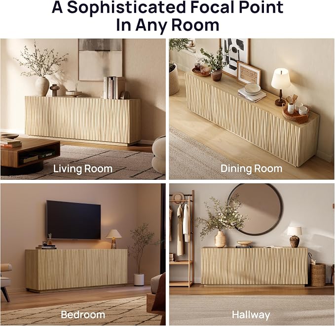 70" Fluted TV Stand for TVs Up to 50/55/65/75", Mid-Century Modern - Image 5