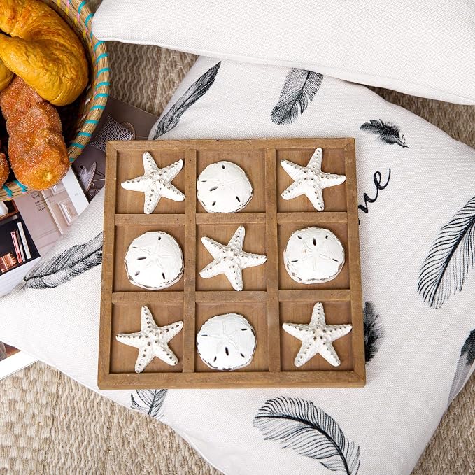 NIKKY HOME Beach Tic Tac Toe for Fun Starfish Sand Dollar Coastal House Coffee - Image 4