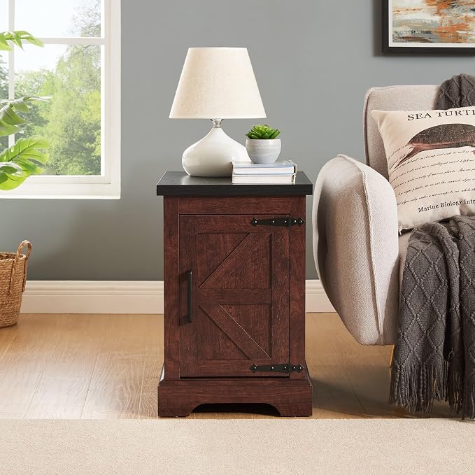 24" H Farmhouse End Table, Rustic Wood Sofa Side Table - Image 3