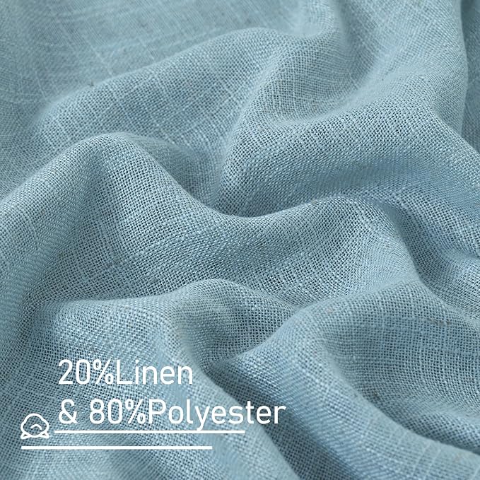 LAMIT Stone Blue 72 inch Linen Curtains - Image 2