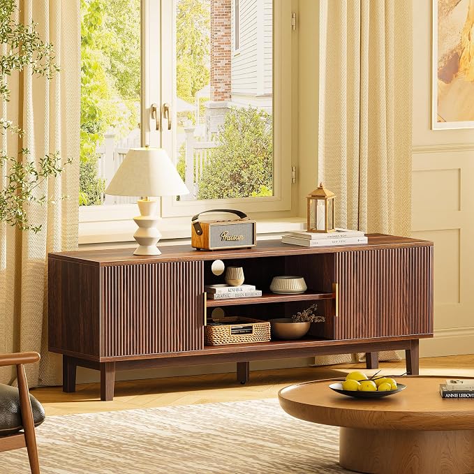 PRAISUN 54 Inch TV Stand for 50, 55 Inch TV, Fluted Entertainment Center - Image 8