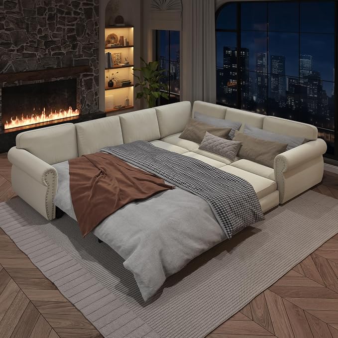 118" L-Shaped Sleeper Couch Bed - Image 7