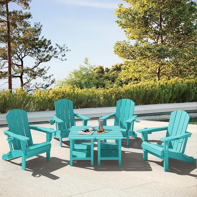 SERWALL Double Adirondack Side Table End Table Set of 2- Tiffany - Image 9