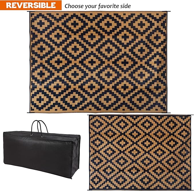 SAND MINE Reversible Mats, Plastic Straw Rug, Modern Area Rug, Large Floor Mat - Image 3