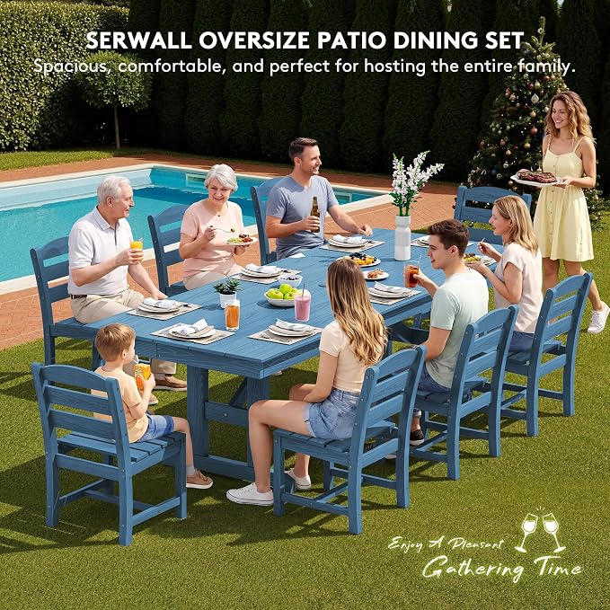 SERWALL Outdoor Armless Dining Chairs Set of 2, All-Weather HDPE Patio Chair - Image 7