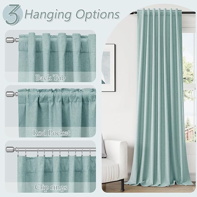 Guken 100% Blackout Linen Curtains 102 Inch Length 2 Panels Set - Image 6