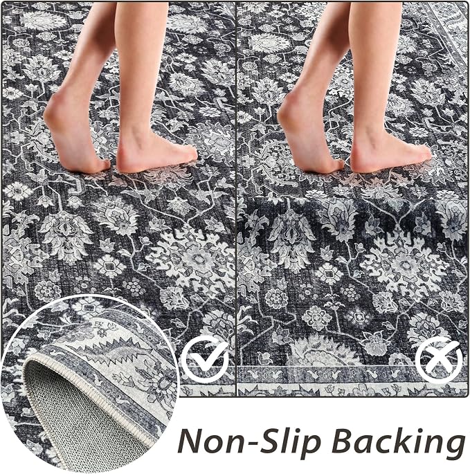 Washable Runner Rug, 2x6Ft Floral Runners - Image 4