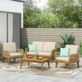 VilroCaz 4-Pieces Acacia Wood Patio Furniture Set, All-Weather Outdoor Patio by VilroCaz