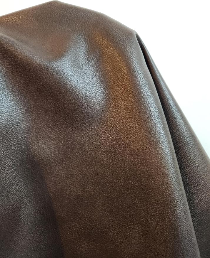 NAT Leathers | Cacao Brown Pebblegrain Soft Faux Vegan Leather PU | 4 Yards Cut - Image 8
