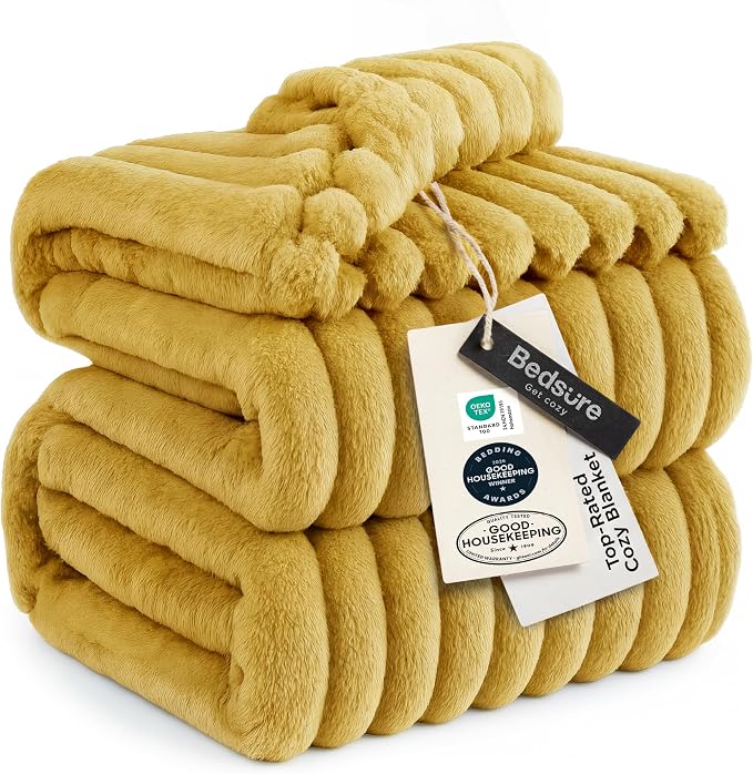 Bedsure GentleSoft Yellow California King Size Blanket by BEDSURE