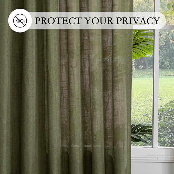 MYSKY HOME 95 Inch Semi Sheer Sliding Door Curtains Farmhouse Light Filtering - Image 6