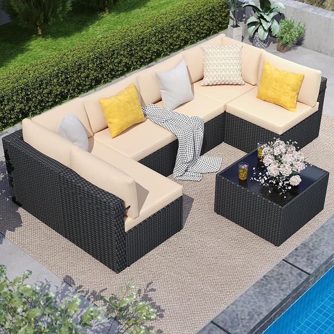 7-Piece Outdoor Sectional Sofa Set, Weather-Resistant Patio Furniture Set - Image 3