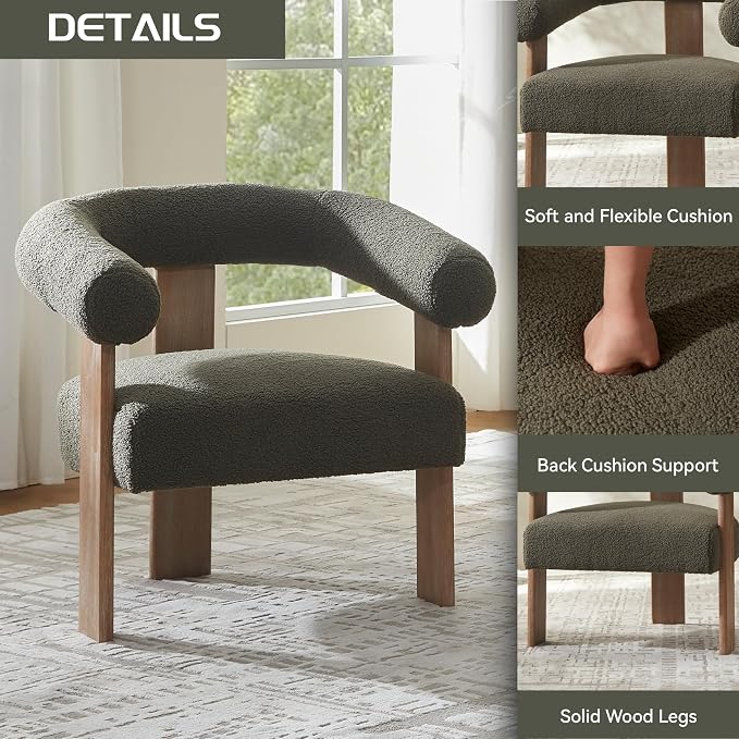 VKNOW Accent Chair Living Room Chairs Set of 2, Modern Upholstered Arm Chair - Image 4