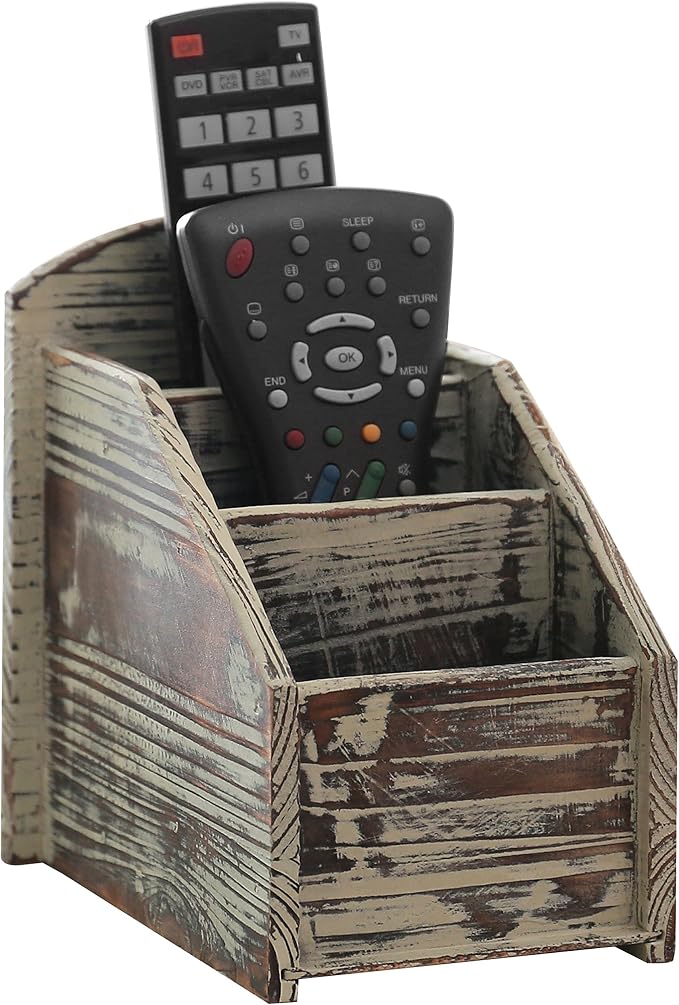 MyGift Rustic Torched Wood Remote Control Holder by MyGiftHome