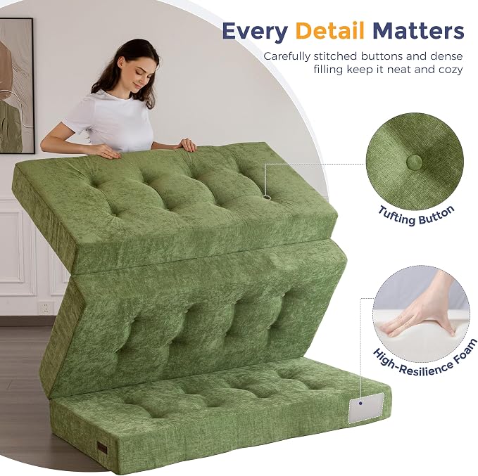 MAXYOYO 6" Folding Sofa Bed for Floor, Tufted Tri-Fold Floor Mattress - Image 5