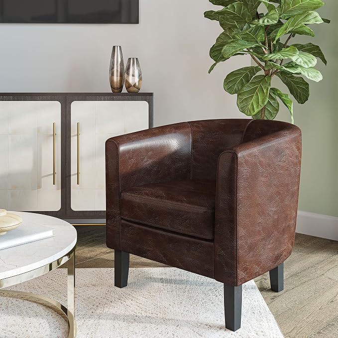 BELLEZE Accent Barrel Chair, Club Tub Sofa Corner Chair by BELLEZE
