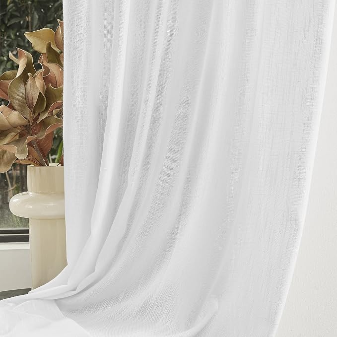 MYSKY HOME Short Curtains for Small Kitchen Windows 45 inches Length, Linen - Image 7