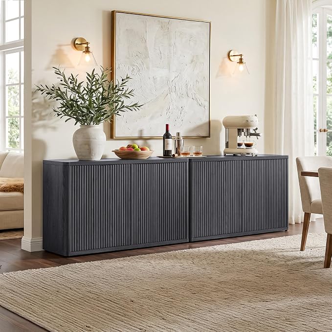SICOTAS Buffet Cabinet with Storage Accent Sideboard with 4 Doors 66.3" Wide - Image 3