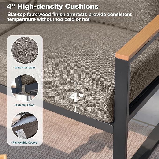 Patio Furniture Set, 4 Pieces Outdoor Patio Furniture - Image 4