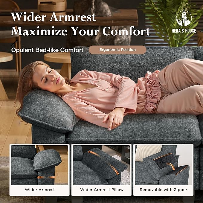 HERA'S HOUSE 124" Modular Sectional Sofa, Oversized L Shaped Couches - Image 4