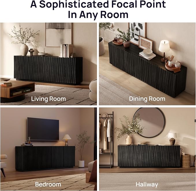 70" Fluted TV Stand for TVs Up to 50/55/65/75", Mid-Century Modern - Image 5