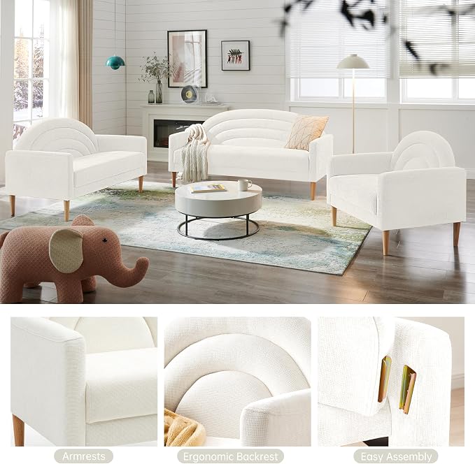 49" Small Loveseat Sofa for Small Spaces, Mid Century Modern Sofa, Linen - Image 8