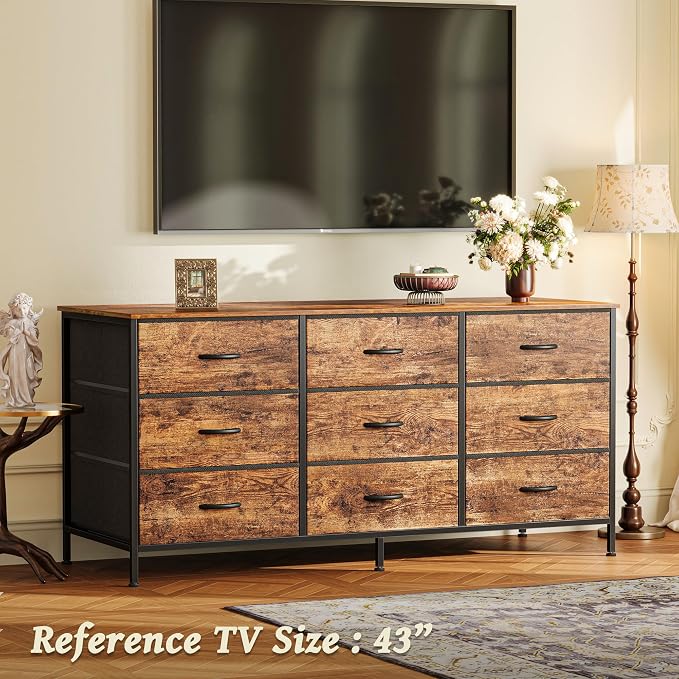 Huuger 9 Drawer Dresser, 47 Inch Dresser TV Stand - Image 5
