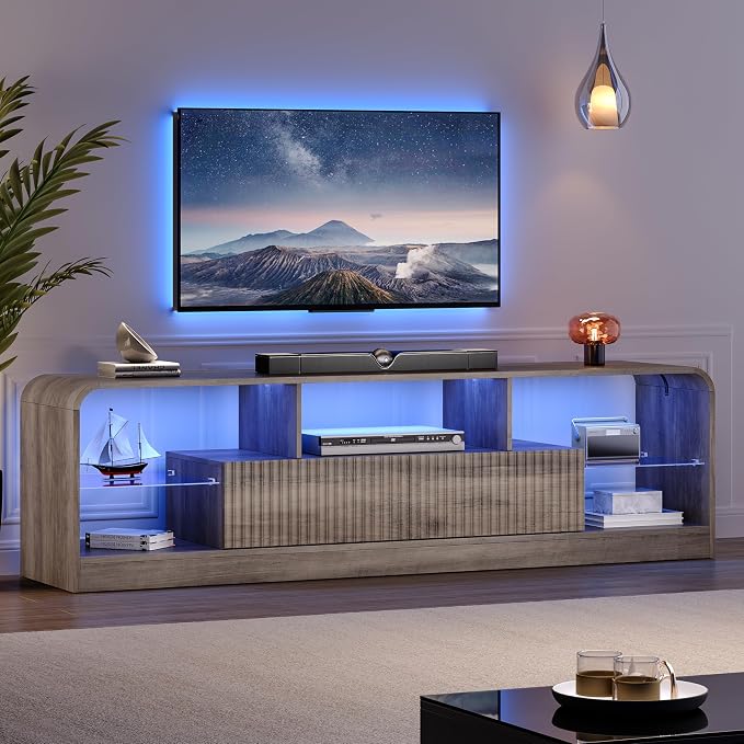 TV Stand for 60/65/70 Inch TVs, Modern Curved TV Console by ANYMAPLE