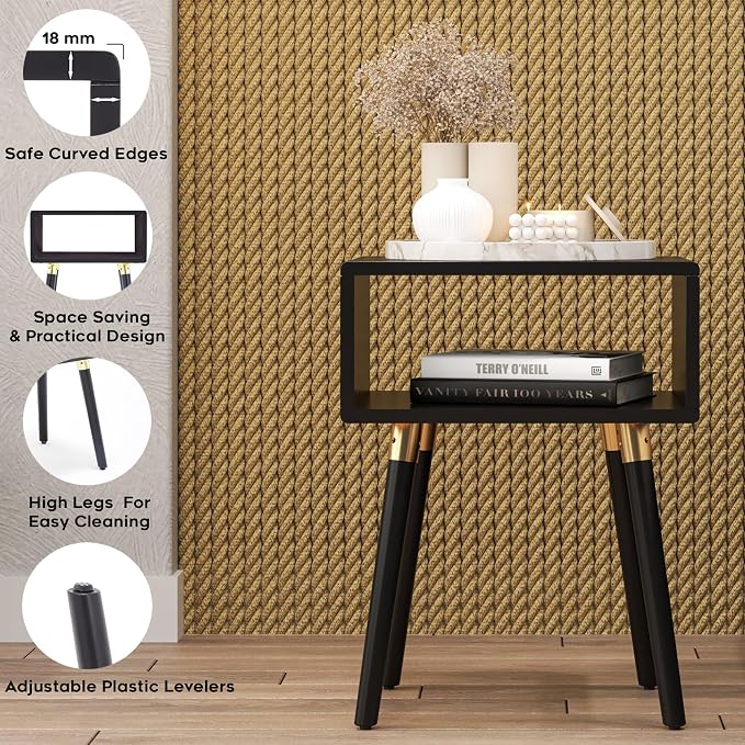 Bme Dinkee Solid Wood Nightstand, Fully Assembled, Without Drawer - Image 4