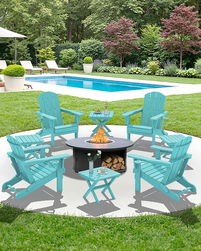 SERWALL Folding Outdoor Side Table Set of 2, Portable Adirondack Side Table - Image 11