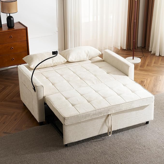 3 in 1 Convertible Sleeper Sofa Bed, 56.9" Small Pull Out Couch Bed - Image 4
