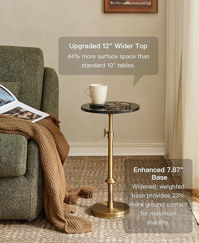 Adjustable-Height Marble Drink Table - Image 4
