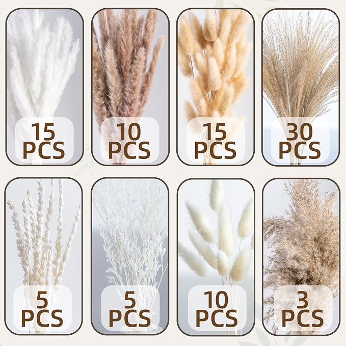 Natural Pampas Grass 8kind Grass Mix Bouquet | Dried Pampas Bouquet - Image 4