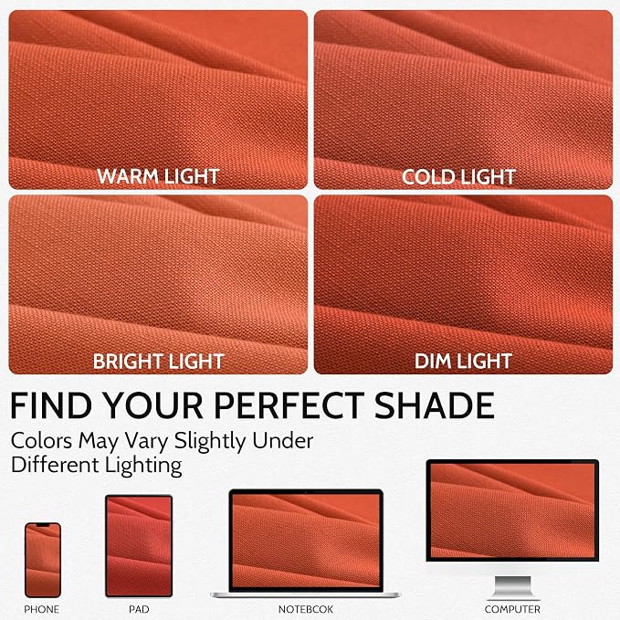 Nanspring Bright Orange Linen Blend Light Filtering Back Tab Curtains 84 Inches - Image 4
