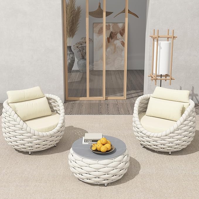 TWT 5-Piece Aluminum Patio Furniture Set, Olefin Armchairs - Image 9