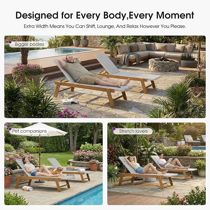 PURPLE LEAF Extra Large Patio Chaise Lounge 2 Pieces French Outdoor Wicker - Image 4