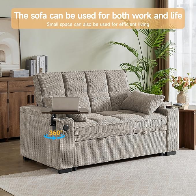 Auvsoce 65'' Chaise Lounge Chair Indoor, 3-in-1 Convertible Sofa Bed - Image 5