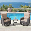ALAULM 3 Piece Wicker Patio Chairs Outdoor Swivel Rocker Chairs by ALAULM