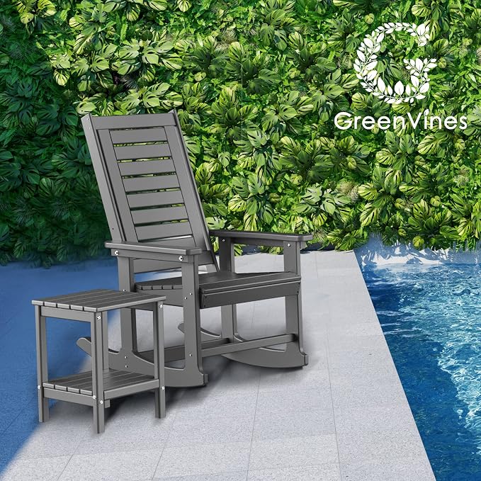 GREENVINES Outdoor Rocking Chairs | Set of 2 | Porch Rocker | HDPE Plastic | - Image 2