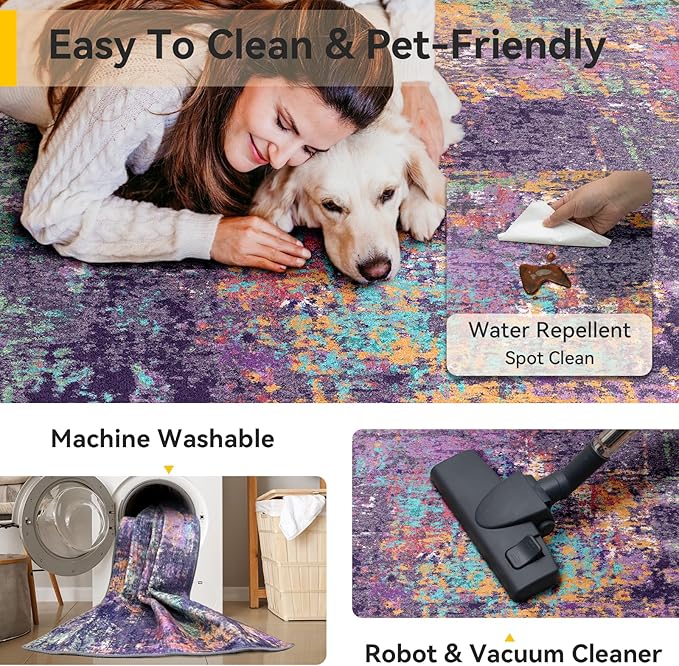 Washable Area Rugs 2'x10' Non-Slip Modern Abstract Soft - Image 6