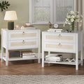 Xixini Nightstand Set of 2, Rattan Boho Bedside Table by Xixini