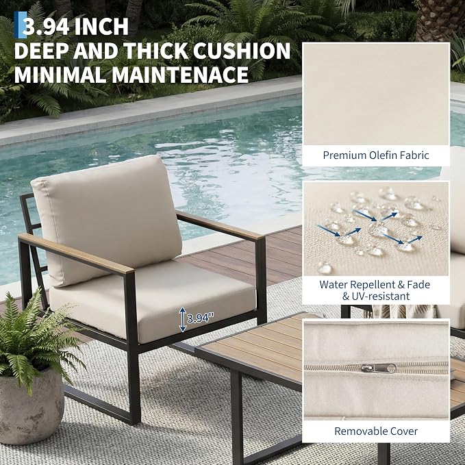 4-Piece Outdoor Patio Furniture Set, Conversation Sofa Set - Image 4