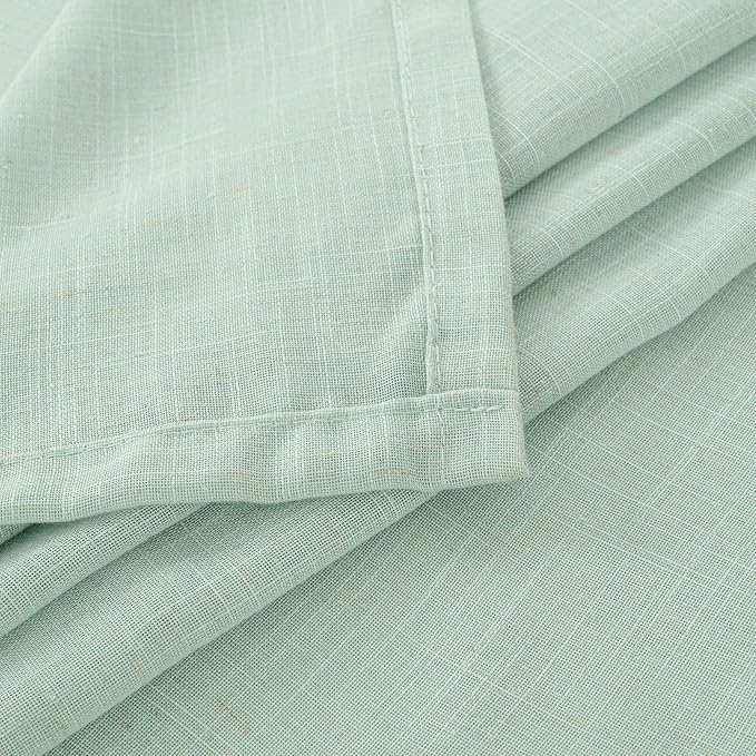 BGment 40 Inch Length Light Green Linen Curtains - Image 7