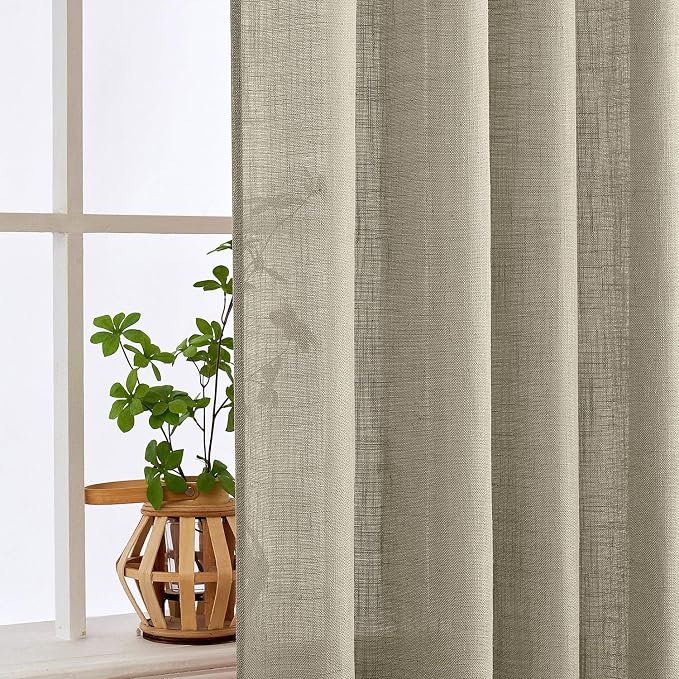 MIULEE Oatmeal Linen Curtains 96 Inches Long 2 Panels - Image 5