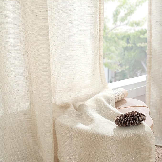 BGment Beige Linen Curtains 40 Inch Length - Image 8