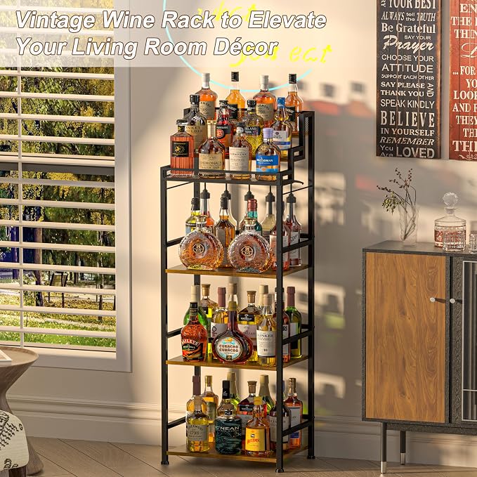 6-Tier Liquor Cabinet for Home Bar, Freestanding Stepped Wine Rack - Image 5